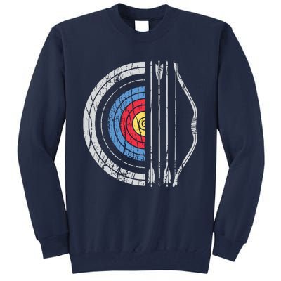 Archery Target Bow And Arrow Archer Retro Vintage Men Women Tall Sweatshirt