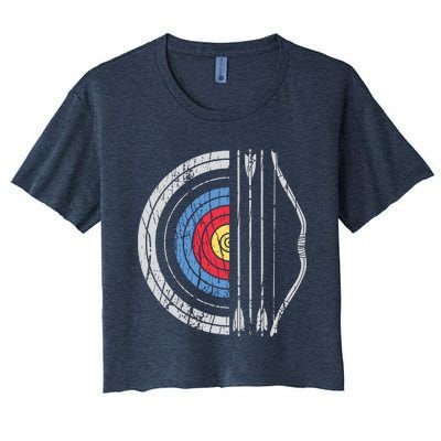 Archery Target Bow And Arrow Archer Retro Vintage Men Women Women's Crop Top Tee