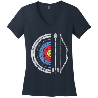 Archery Target Bow And Arrow Archer Retro Vintage Men Women Women's V-Neck T-Shirt