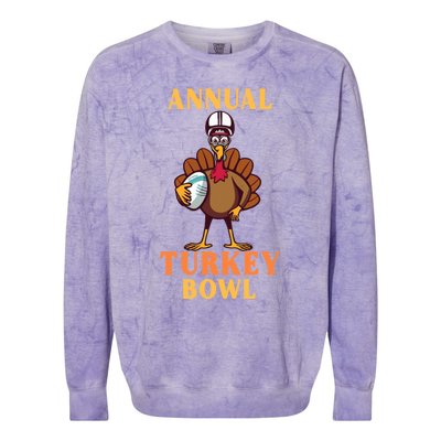 Annual Turkey Bowl Funny Thanksgiving Turkey Day Football Great Gift Colorblast Crewneck Sweatshirt