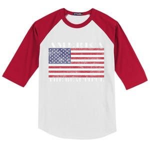 America The Beautiful American Flag July 4th Gift Kids Colorblock Raglan Jersey