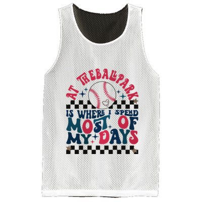 At The Ballpark Is Where I Spend Most Of My Days Mesh Reversible Basketball Jersey Tank