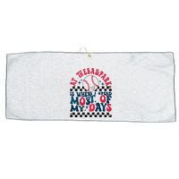 At The Ballpark Is Where I Spend Most Of My Days Large Microfiber Waffle Golf Towel