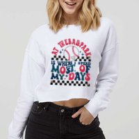 At The Ballpark Is Where I Spend Most Of My Days Cropped Pullover Crew