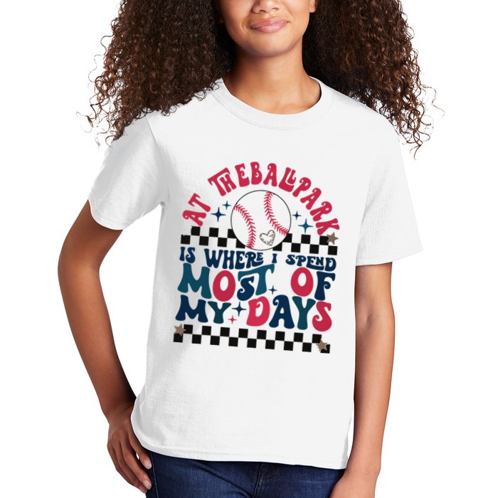 At The Ballpark Is Where I Spend Most Of My Days Kids T-Shirt