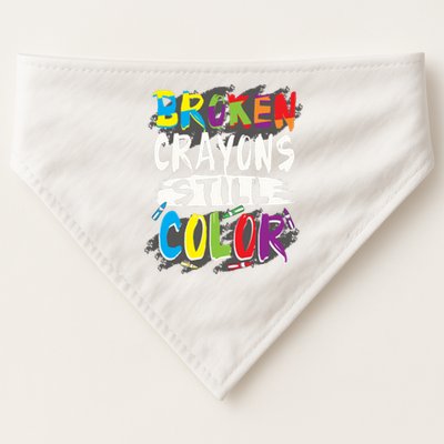 Autism Teacher Broken Crayons Still Color Autism Awareness Cool Gift USA-Made Doggie Bandana