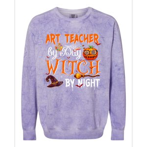 Art Teacher By Day Witch By Night Gift Colorblast Crewneck Sweatshirt