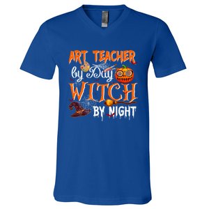 Art Teacher By Day Witch By Night Gift V-Neck T-Shirt