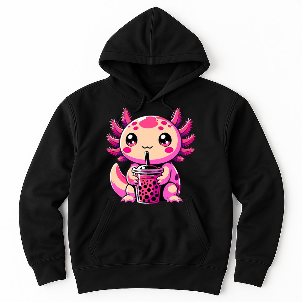 Axolotl Tea Bubble Tea Anime Kawaii Axolotl Hoodie