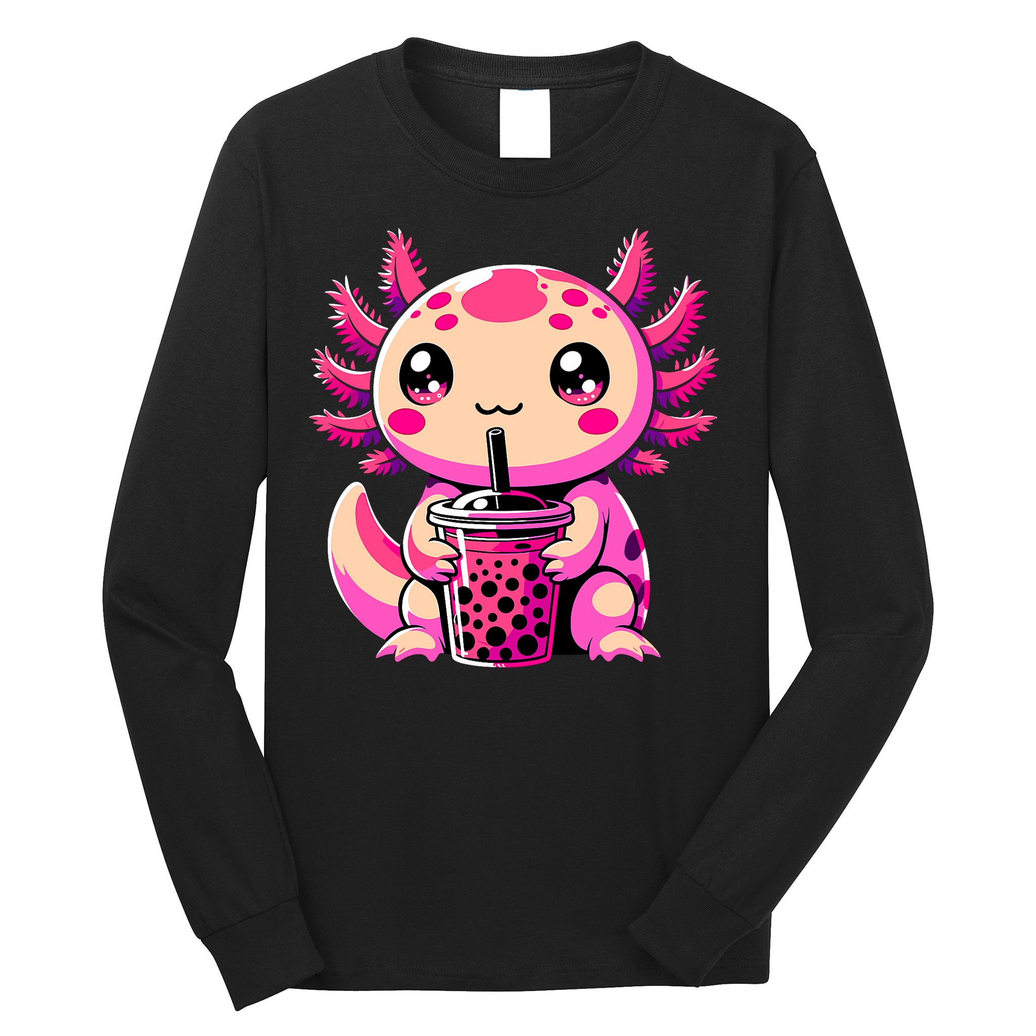 Axolotl Tea Bubble Tea Anime Kawaii Axolotl Long Sleeve Shirt
