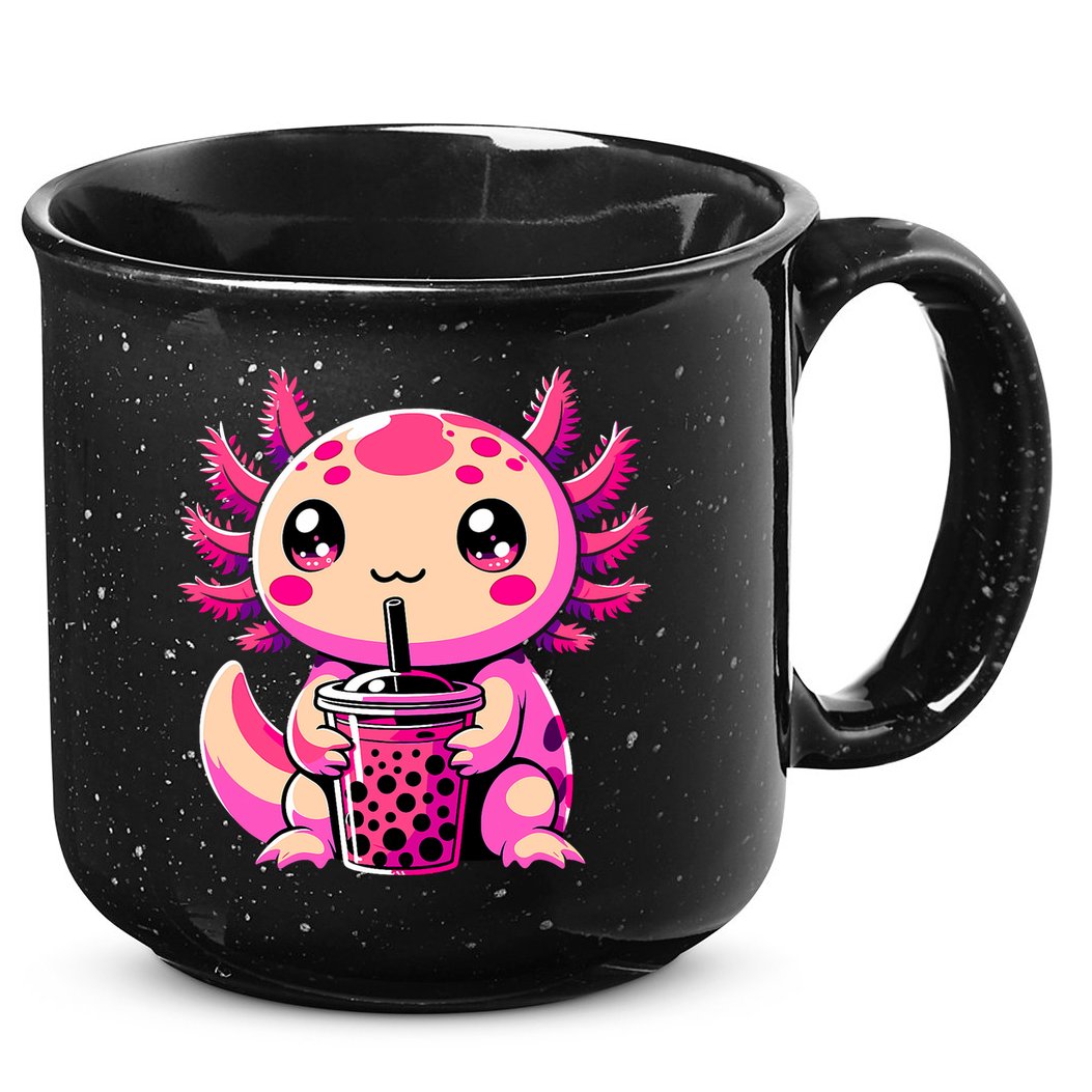 Axolotl Tea Bubble Tea Anime Kawaii Axolotl 15oz Campfire Ceramic Mug