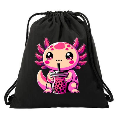 Axolotl Tea Bubble Tea Anime Kawaii Axolotl Drawstring Bag