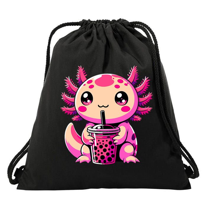 Axolotl Tea Bubble Tea Anime Kawaii Axolotl Drawstring Bag
