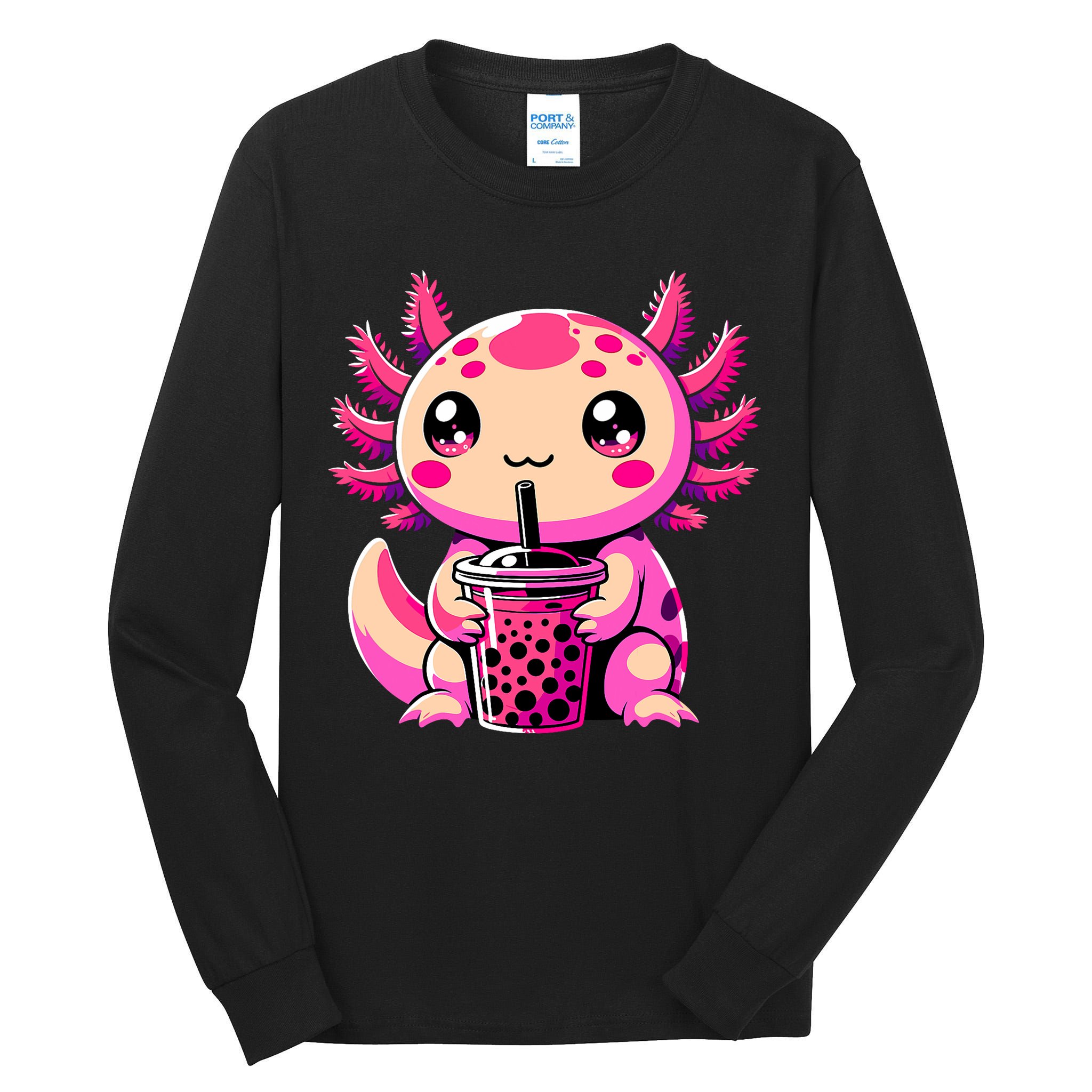 Axolotl Tea Bubble Tea Anime Kawaii Axolotl Tall Long Sleeve T-Shirt