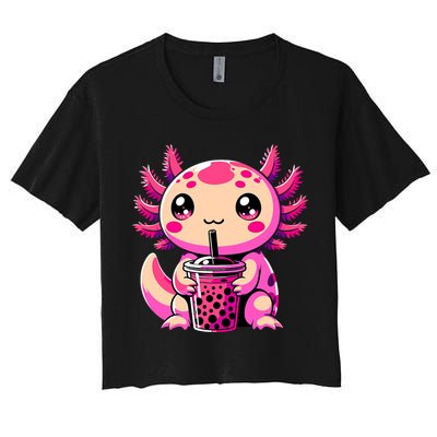 Axolotl Tea Bubble Tea Anime Kawaii Axolotl Women's Crop Top Tee
