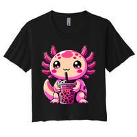 Axolotl Tea Bubble Tea Anime Kawaii Axolotl Women's Crop Top Tee
