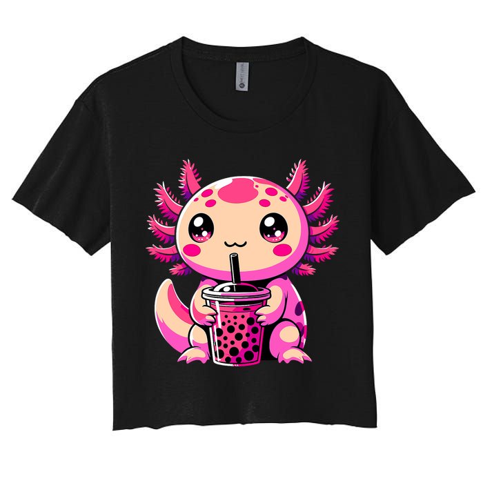 Axolotl Tea Bubble Tea Anime Kawaii Axolotl Women's Crop Top Tee