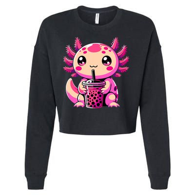 Axolotl Tea Bubble Tea Anime Kawaii Axolotl Cropped Pullover Crew