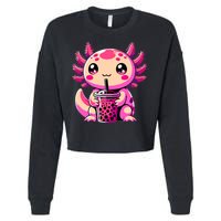 Axolotl Tea Bubble Tea Anime Kawaii Axolotl Cropped Pullover Crew
