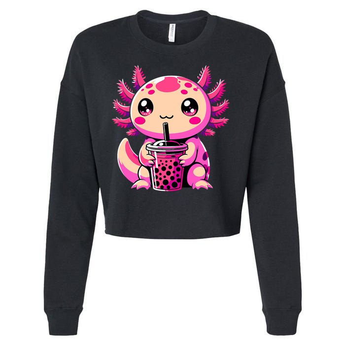Axolotl Tea Bubble Tea Anime Kawaii Axolotl Cropped Pullover Crew
