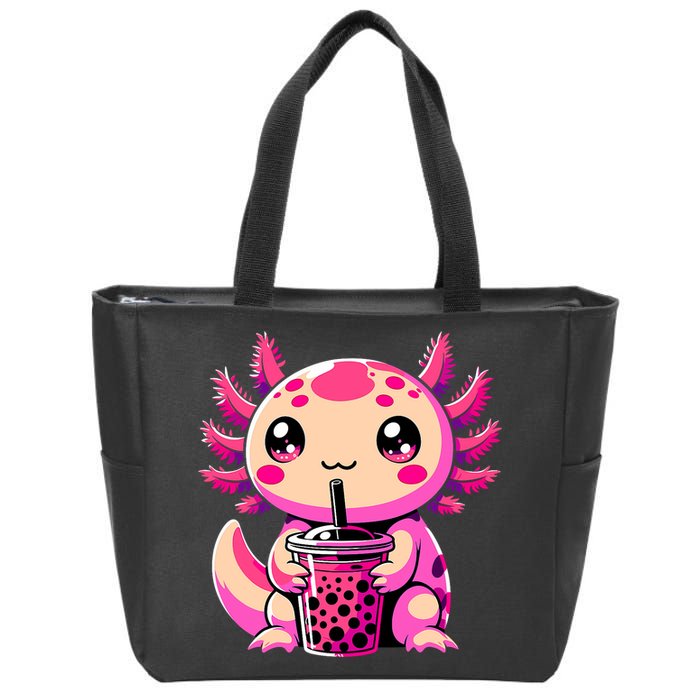 Axolotl Tea Bubble Tea Anime Kawaii Axolotl Zip Tote Bag