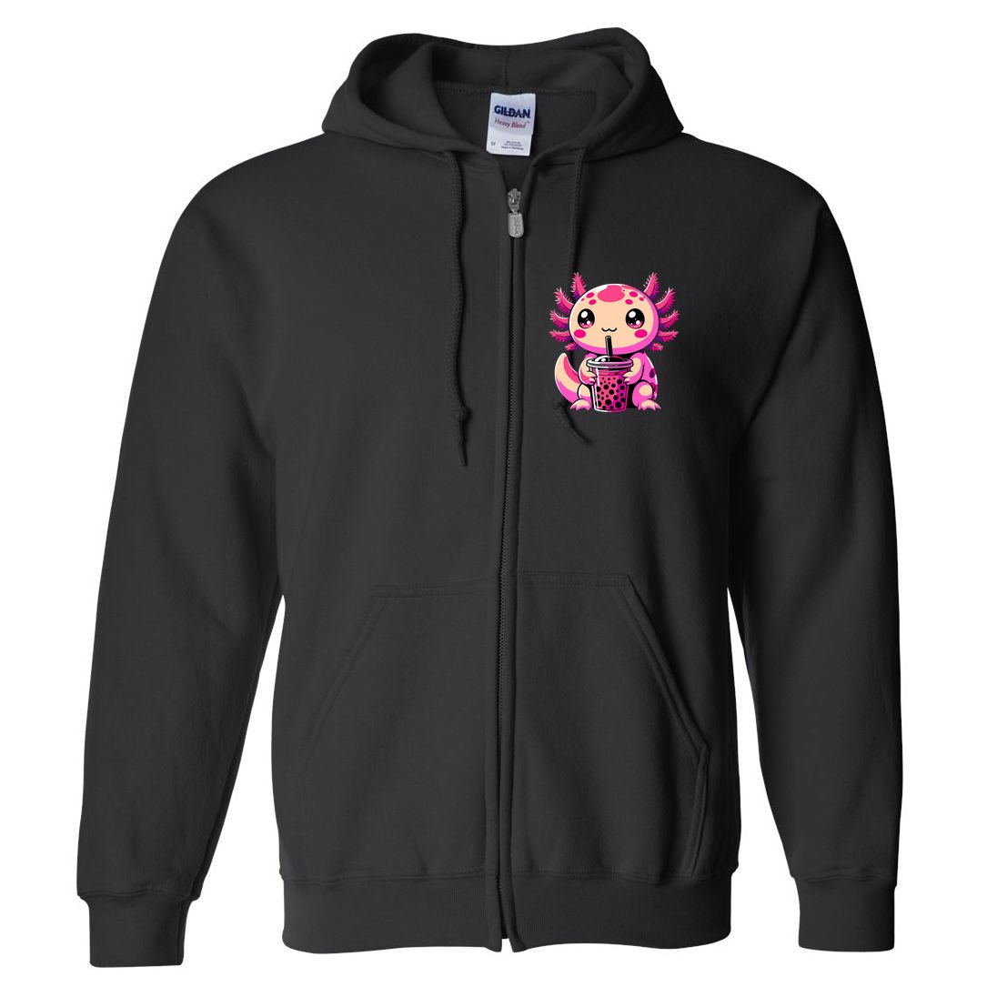 Axolotl Tea Bubble Tea Anime Kawaii Axolotl Full Zip Hoodie