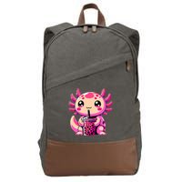 Axolotl Tea Bubble Tea Anime Kawaii Axolotl Cotton Canvas Backpack