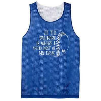 At The Ballpark Is Where I Spend Most Of My Days Baseball Meaningful Gift Mesh Reversible Basketball Jersey Tank