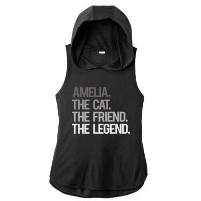 Amelia The Cat The Friend The Legend Ladies PosiCharge Tri-Blend Wicking Draft Hoodie Tank