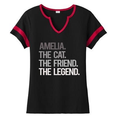 Amelia The Cat The Friend The Legend Ladies Halftime Notch Neck Tee