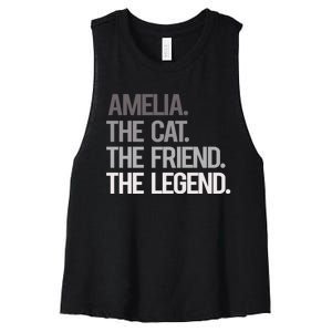 Amelia The Cat The Friend The Legend Women's Racerback Cropped Tank