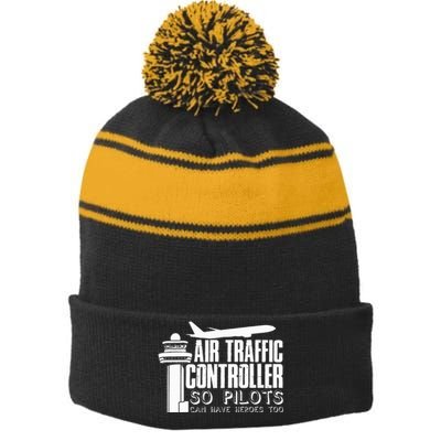 Air Traffic Controller Joke Pilot Saying Flight Control Stripe Pom Pom Beanie