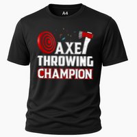 Axe Throwing Champion Sawdust Woodworker Carpenter Gift Cooling Performance Crew T-Shirt