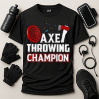 Axe Throwing Champion Sawdust Woodworker Carpenter Gift Cooling Performance Crew T-Shirt