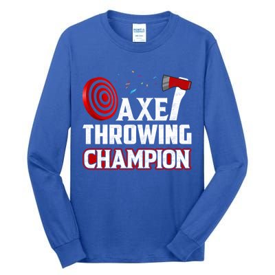 Axe Throwing Champion Sawdust Woodworker Carpenter Gift Tall Long Sleeve T-Shirt