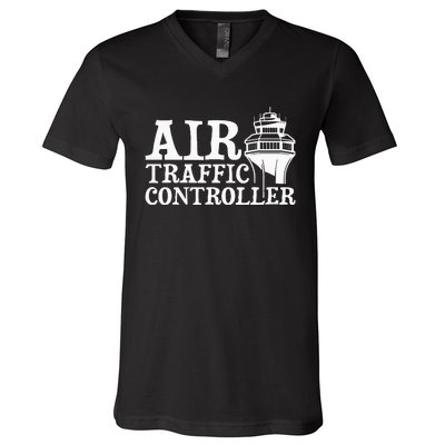 Air Traffic Controller Atc Aviation Airfield Tower Control V-Neck T-Shirt