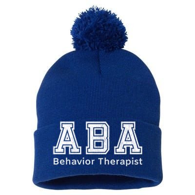 Aba Therapist Cute Gift Behavior Therapy Autism Teachers Pom Pom 12in Knit Beanie