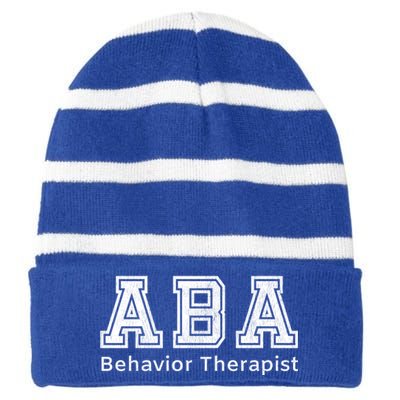 Aba Therapist Cute Gift Behavior Therapy Autism Teachers Striped Beanie with Solid Band