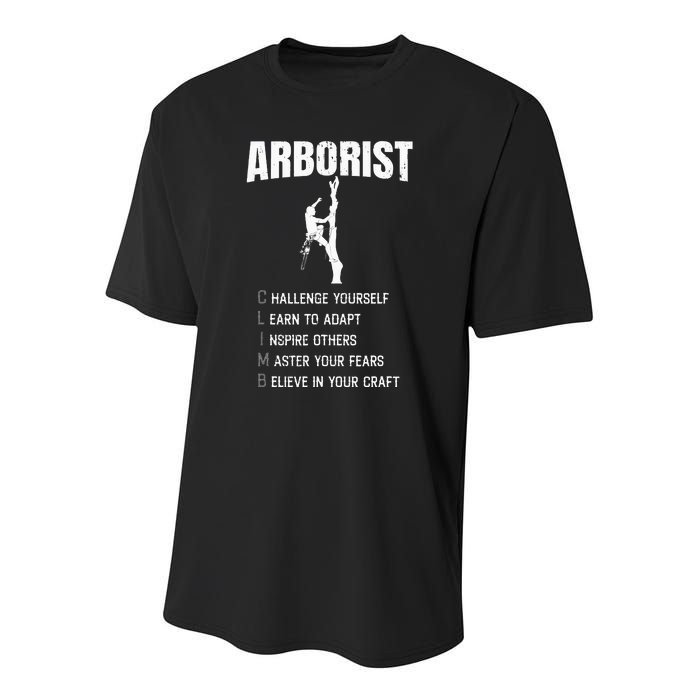 Arborist Tree Climber Lumberjack Youth Performance Sprint T-Shirt