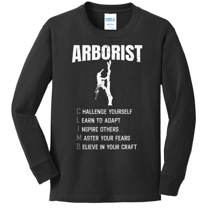 Arborist Tree Climber Lumberjack Kids Long Sleeve Shirt