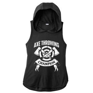 Axe Throwing Champion Funny Hatchet Thrower Lumberjack Ladies PosiCharge Tri-Blend Wicking Draft Hoodie Tank