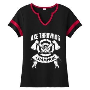 Axe Throwing Champion Funny Hatchet Thrower Lumberjack Ladies Halftime Notch Neck Tee