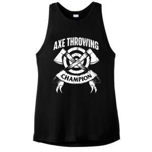 Axe Throwing Champion Funny Hatchet Thrower Lumberjack Ladies PosiCharge Tri-Blend Wicking Tank