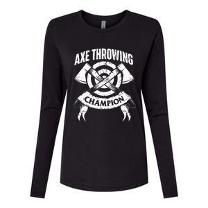 Axe Throwing Champion Funny Hatchet Thrower Lumberjack Womens Cotton Relaxed Long Sleeve T-Shirt