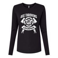 Axe Throwing Champion Funny Hatchet Thrower Lumberjack Womens Cotton Relaxed Long Sleeve T-Shirt