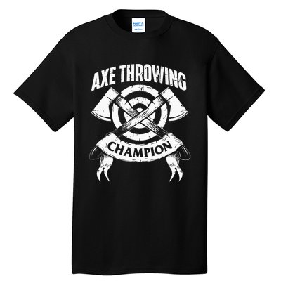 Axe Throwing Champion Funny Hatchet Thrower Lumberjack Tall T-Shirt