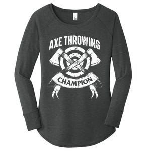 Axe Throwing Champion Funny Hatchet Thrower Lumberjack Women's Perfect Tri Tunic Long Sleeve Shirt