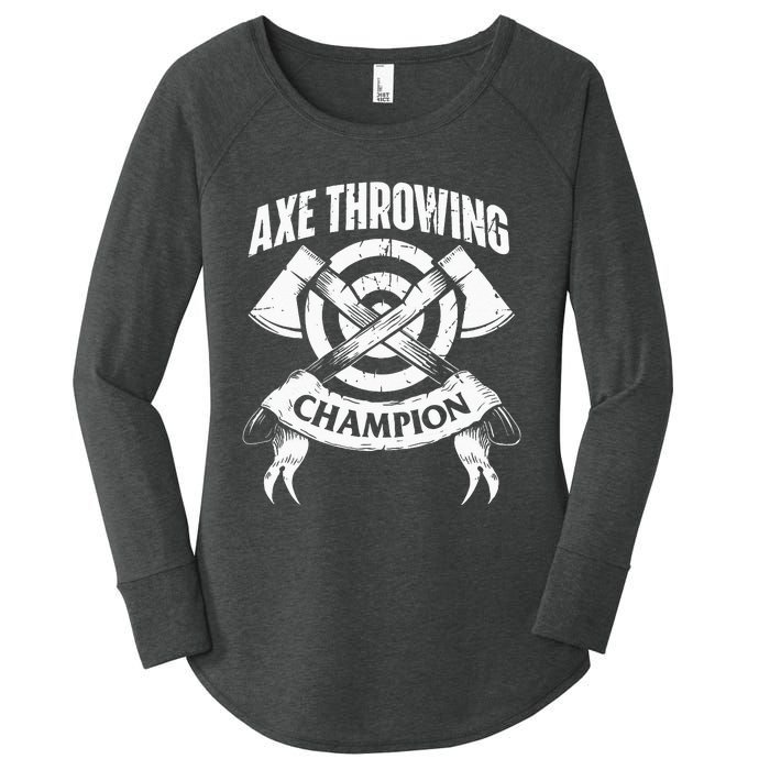 Axe Throwing Champion Funny Hatchet Thrower Lumberjack Women's Perfect Tri Tunic Long Sleeve Shirt