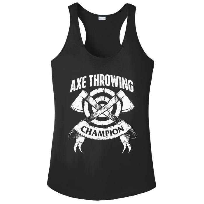 Axe Throwing Champion Funny Hatchet Thrower Lumberjack Ladies PosiCharge Competitor Racerback Tank