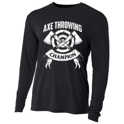 Axe Throwing Champion Funny Hatchet Thrower Lumberjack Cooling Performance Long Sleeve Crew